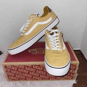 Vans Old Skool Ward Deluxe Sneaker Textile Golden/White Mens 11 Deluxe Comfort